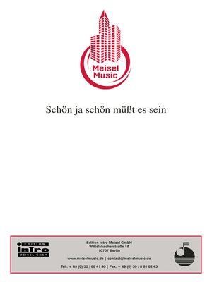 cover image of Schön ja schön müßt es sein